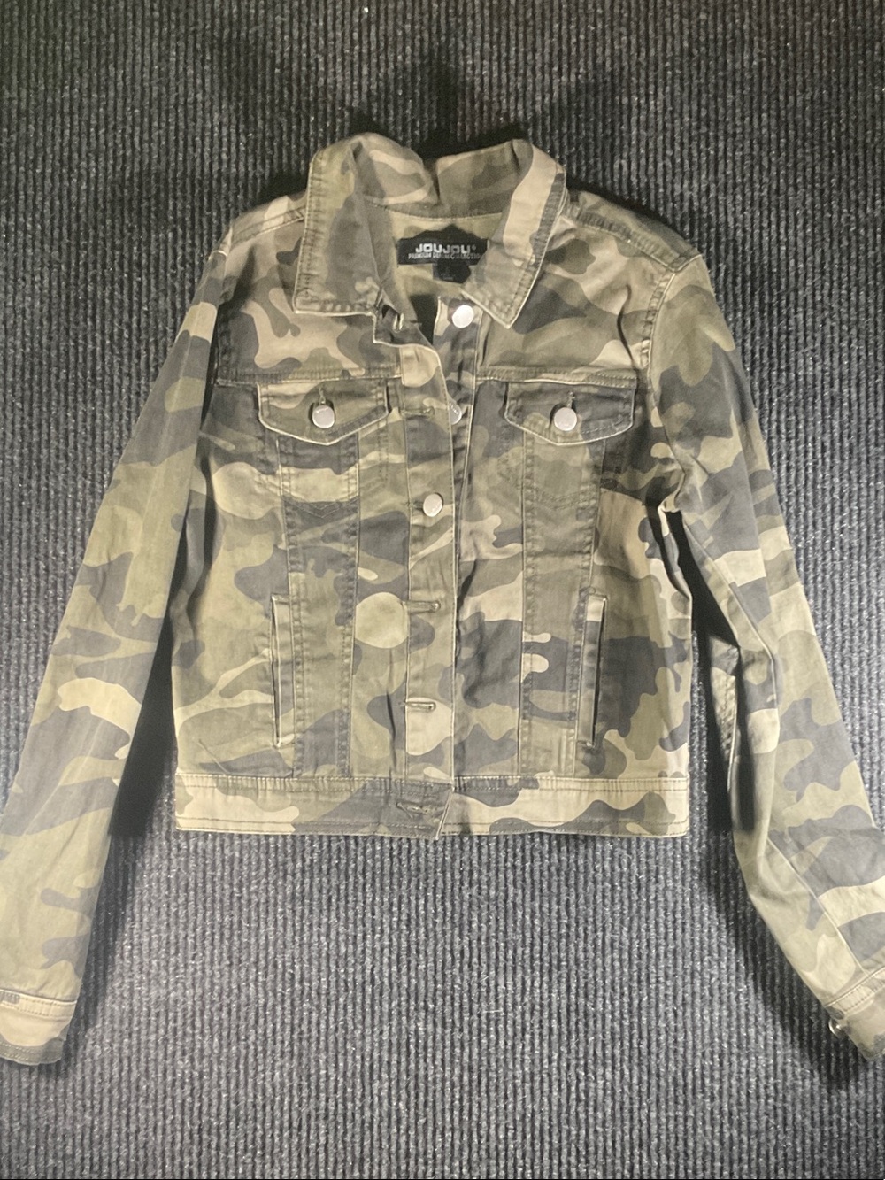 Jou Jou Girls' Camouflage Denim Jacket - Green & Tan Camo